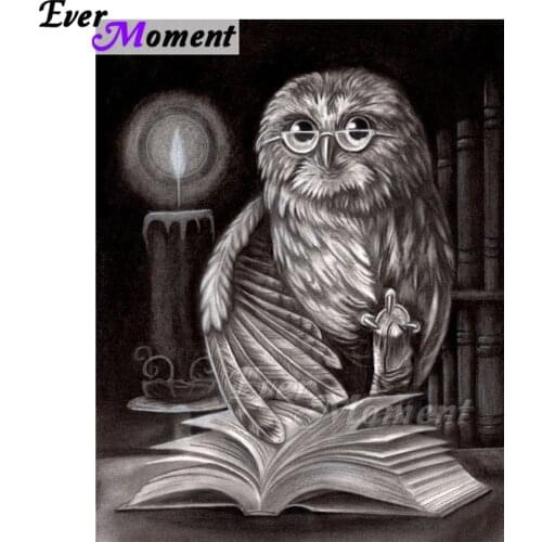 Ever Moment Diamond Painting Owl Glasses Candle Book Handmade Full Square Drill 5D DIY Rhinestone Diamond Embroidery ASF1663