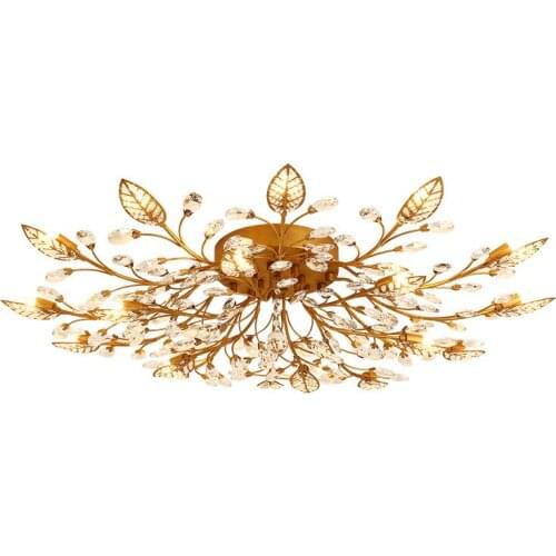 American Black Ceiling Lamp Creative Living Room Lamp Modern Simple Bedroom Lamp European LED Crystal Restaurant Ceiling Lamp