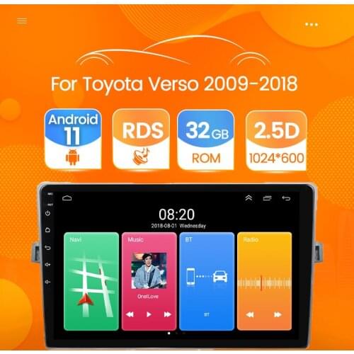 Android 11 Car Multimedia Video Player For Toyota Verso 2009 2010 2011 2012 2013 2014-2018 With Radio GPS Navigation RDS no dvd
