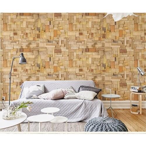 Bacal 3D Wood Grid wall paper Mural for Living Room Sofa Backdrop 3d Wood Wallpaper Mural 3d Grid Stickers Art Wall Decor