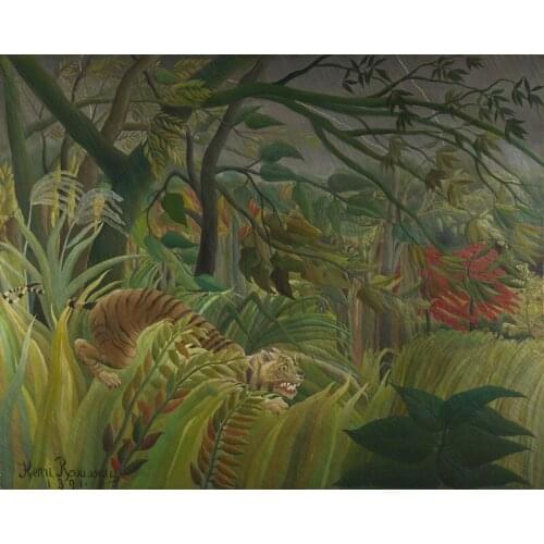 Free shipping Rousseau forest animal tiger landscape canvas prints oil painting printed on canvas wall art decoration picture