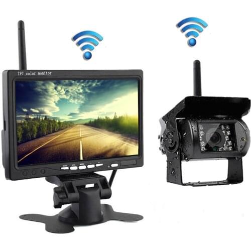 Wireless Backup Cameras IR Night Vision Waterproof with 7" Rear View Monitor for RV Truck Bus Parking Assistance System