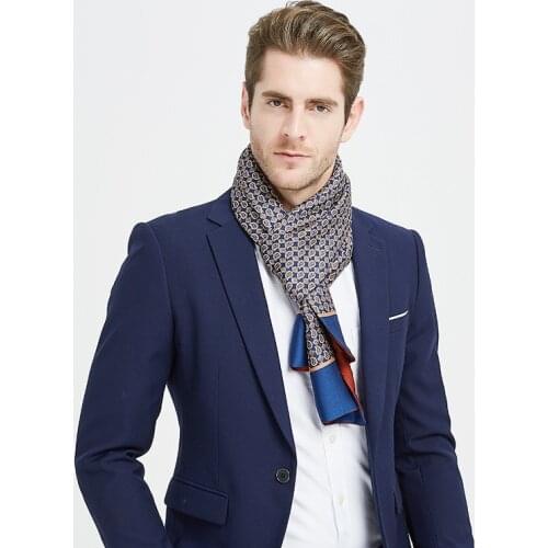 Brand Designer Silk Scarf Business Men Scarf Shawl Retro Double-sided Winter Scarf High Quality Scarf Bufanda De Los Hombres