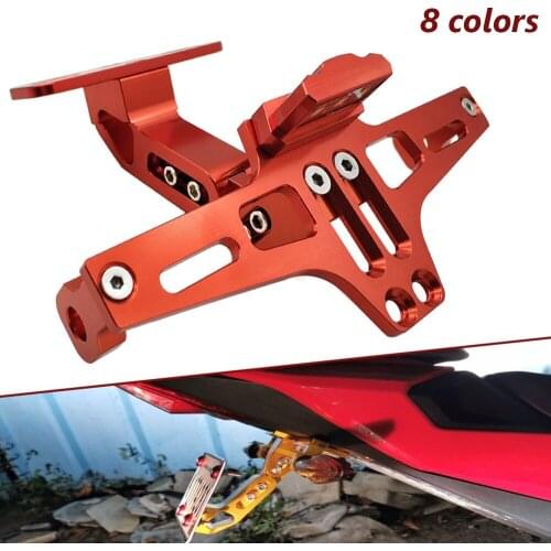 Motorcycle License Plate Holder Adjustable Rear Tail Bracket LED-light For Yamaha TX125 Adventure YZF R120 R1 R3 R25 600R WR250F