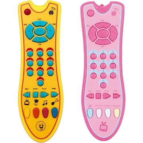 Kids TV Remote Control Toy Pink/ Yellow Early Educational Electric Plastic Television Controller Number Button Color Random