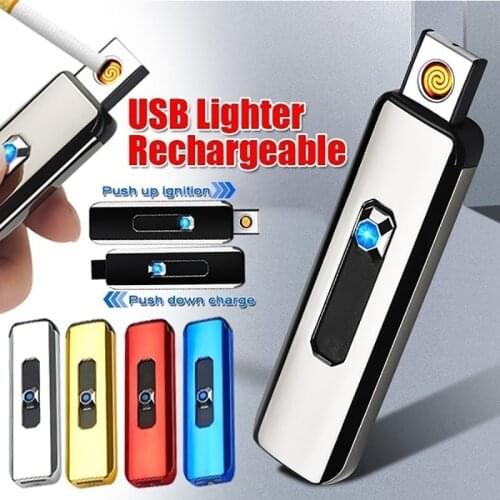 Electronic USB Charging Lighters No Gas Flameless Windproof Electric Sensor Rechargeable Lighter for Men Touch Screen