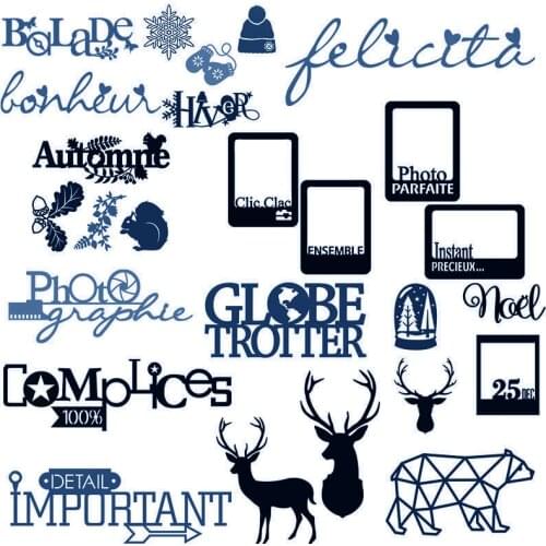 French Bonheur Automne Photographie Photos Ensemble Important Metal Cutting Dies For DIY Scrarpbooking Embossing Card Craft 2019