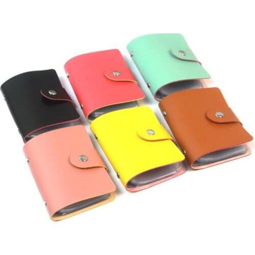 Mini Card Holders Leather Business Card Case Credit Card Bag Credit Card Holder Candy Color Random Delivery