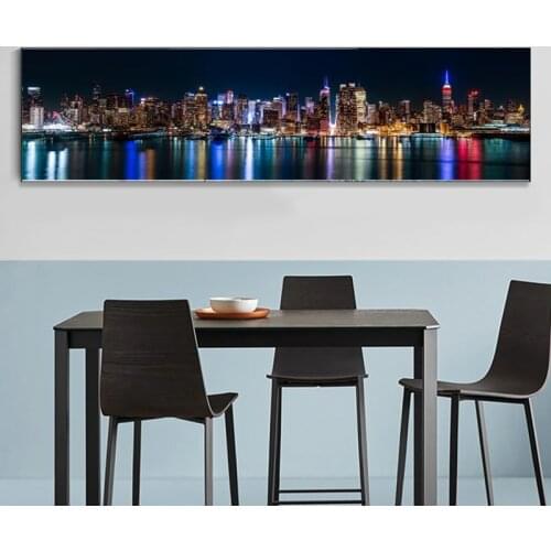 New York Skyline View Canvas Paintings Wall Art Posters and Prints Manhattan Landscape Wall Art Pictures Home Decoration