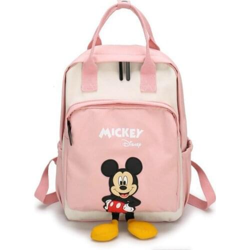 Disney Mickey Backpack Student Canvas Schoolbag Backpack Boys And Girls Large Capacity Travel Bag