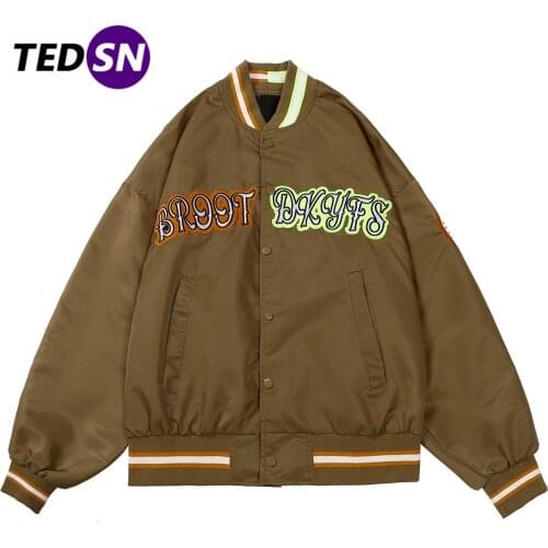 Harajuku Unisex Clothing Hip Hop Baseball Jackets Coats Varsity Men Streetwear Mandarin Duck Color Letters Bomber Couple Jacket