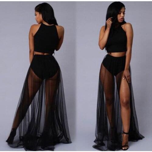 Hot Summer Women Sheer Bikini Cover-up Summer High Waist Swimwear Beach Ladies Long Dress Beachwear
