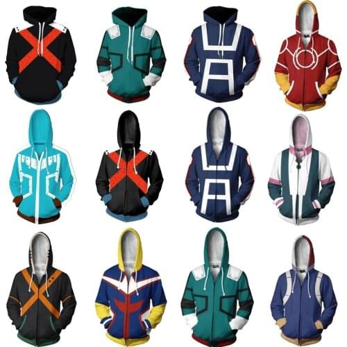 Boku No/My Hero Academia Midoriya Izuku Deku Cosplay Men Women Sweatshirt Hoodies School Uniforms Zip up Jackets Coat Costume