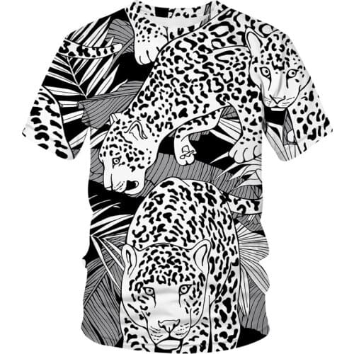 2021 New men T-shirt short sleeve o-neck fashion Black and white leopard printed 3D t shirt men/woman High quality brand tshirt