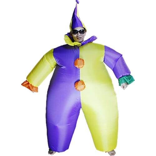 Women Men Adult Inflatable Clown Costume Halloween Xmas Birthday Gift Party Carnival Cosplay Fancy Dress Performance Blowup Suit