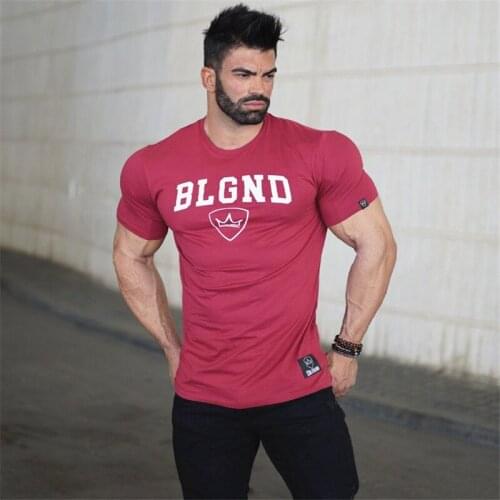 New men cotton Short sleeve t shirt Fitness bodybuilding shirts Brand tees Fashion Casual Summer Printed Tops Streetwear