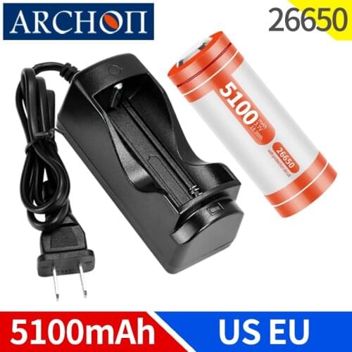 ARCHON original 4000mAh 3.7v 26650 lithium battery EU US plug 26650 charger flashlight Rechargeable battery Original genuine