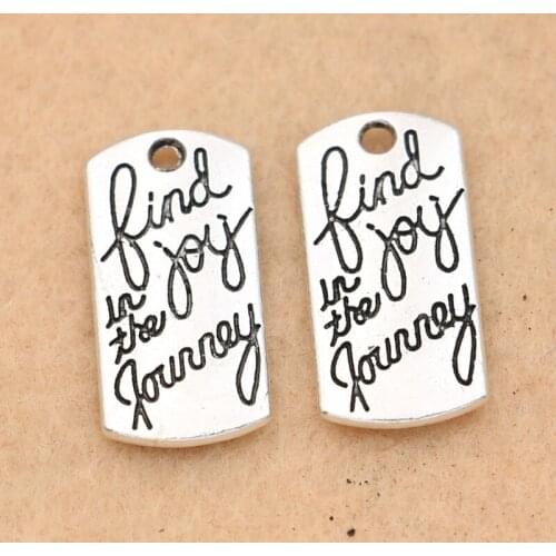 10pcs Tibetan Silver Plated Find Joy in the Journey Charms Pendants for Necklace Bracelets Jewelry Making DIY Handmade 21x10mm