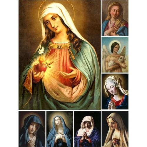 Religious Christian Virgin Mary 5D Diy Full Square and Round Diamond Painting Embroidery Cross Stitch Kit Wall Art Home Decor