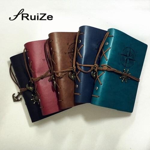 RuiZe faux leather journal notebook A6 blank kraft paper note book diary 6 ring binder traveler notebooks soft cover