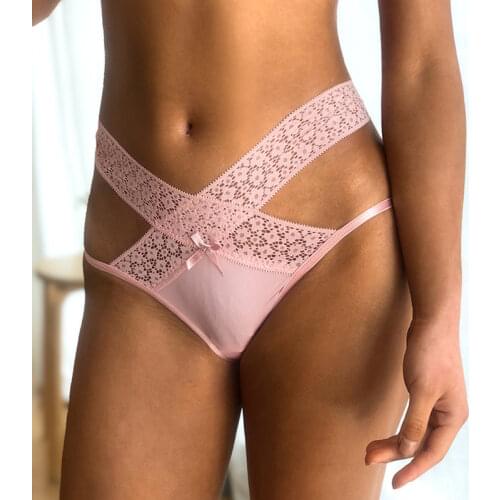 Sexy Lace Women Panties Breathable Cross Strap Hollow-Out Thong Underwear Temptation Seamless Low Waist Female G-String Breifs