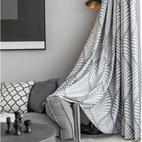 Modern Grey Geometric Blackout Curtains for Living Room Printed Drapes for Bedroom Window Treatments Single Panel Insulation