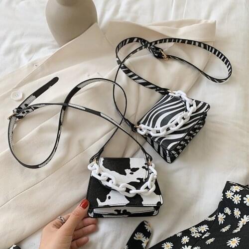 Acrylic Chain Mini Shoulder Bags For Women 2020 Fashion Animal Pattern PU Ladies Handbags Tote Popular Simple Female Daily Bag