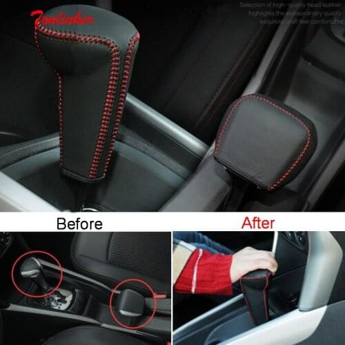 Tonlinker Interior Gear Shift Collars Cover Stickers for C-Elysee/Peugeot 301 2017-19 Car Styling 1 PCS Leather Cover stickers