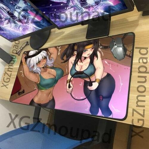 XGZ Large Gaming Mouse Pad Black Lock Edge Anime Sexy Fitness Girl Big Breasts Sister Custom Computer Table Mat Speed Non-slip