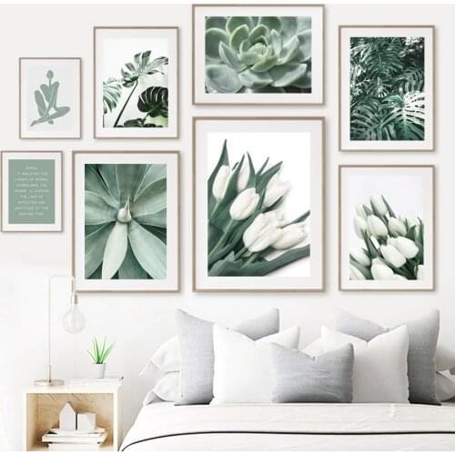 Green Plant Agave cactus Line Figure Abstract Wall Art Print Canvas Painting Nordic Poster Wall Pictures For Living Room Decor