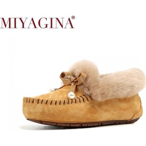 High Quality 100% Natural Fur Genuine Leather Women Flat Shoes New Fashion Women Moccasins Casual Loafers Plus Size Winter shoes