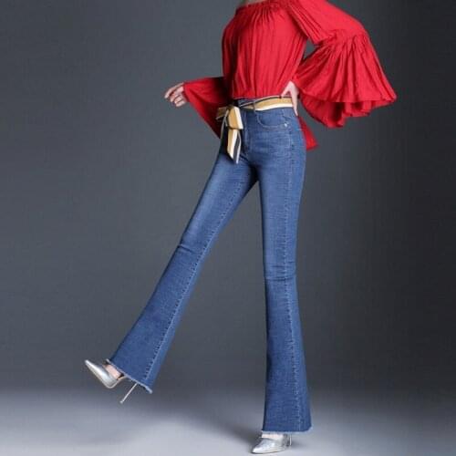 Spring New Women Tassel Flare Jeans Fashion High Waist Stretch Slim Denim Trousers Embroidery Flower Vintage Office Jeans