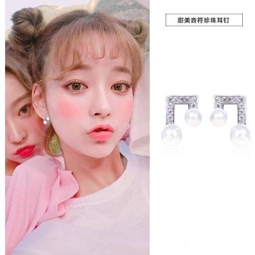 New Design Wedding Jewelry Luxury Clear Zircon Earrings Elegant 925 Sterling Silver Note Stud Earrings For Women