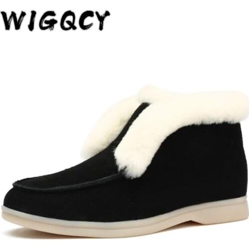 Winter Ankle Boots Fashion Comfortable Suede Boots Round Toe Warm Fur Boots Slip-on Snow Boots for Women Casual Ladies Shoes