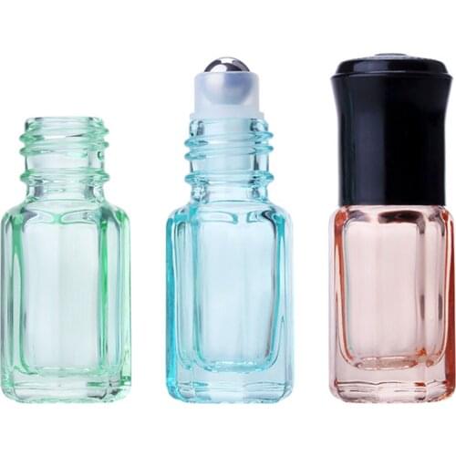 10pcs/lot Essential 3ml Empty Mini Glass Roll On Bottle For Oils Refillable Perfume Bottle Deodorant Container Separate Bottling
