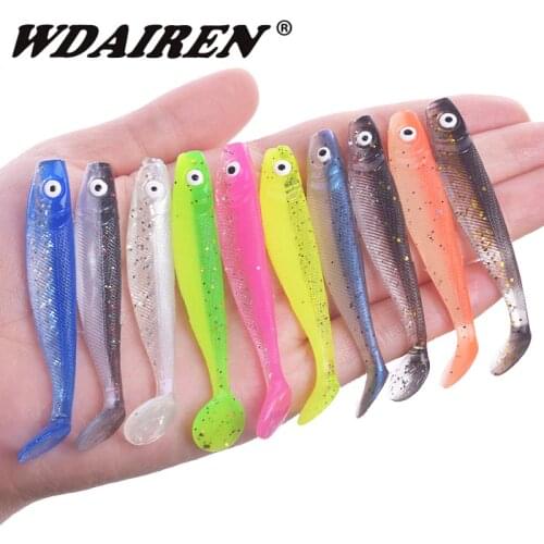 10pcs/Lot Fishing Double Color Worms Soft Lure 6.5cm 2.1g Jig Wobblers Artificial Silicone Bait Bass Saltwater Freshwater Tackle