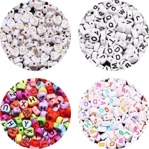 100/200/300/400/500Pcs 7mm Mixed Letter Love Heart Beads Acrylic Spacer Alphabet Beads For Jewelry Making Diy Handmade Bracelet