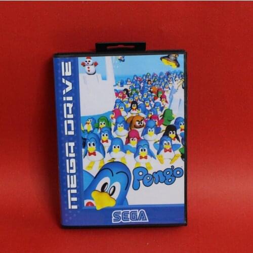 Pengo 16 bit MD card with Retail box for Sega MegaDrive Video Game console system