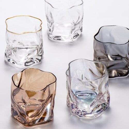 260ml Retro Glass Nordic Style Special Shaped Whisky Glass Wine Glass Household Beer Glass Multicolor Juice Milk Glass Water Cup