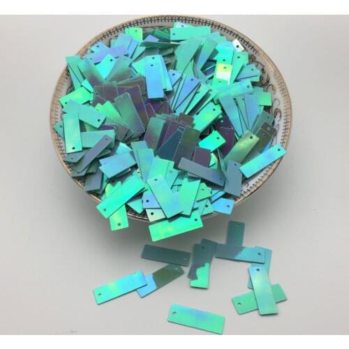 50g 6*19mm Rectangle Sequins Flat Paillettes 1 Hole Shoes Bags Garment Accessory Wedding Crafts DIY Flake Light Blue AB