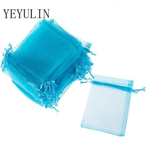 50pcs 9x12cm Drawstring Organza Bags Jewelry Packaging Bags Candy Wedding Party Decoration Bags Gift Pouches For Women