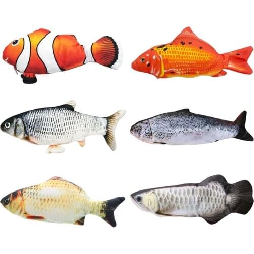 54DF Electric Moving Fish Cat Toy LED Realistic Plush Simulation Wagging Dancing Jumping Fish Pets Chew Bite Kick Toy