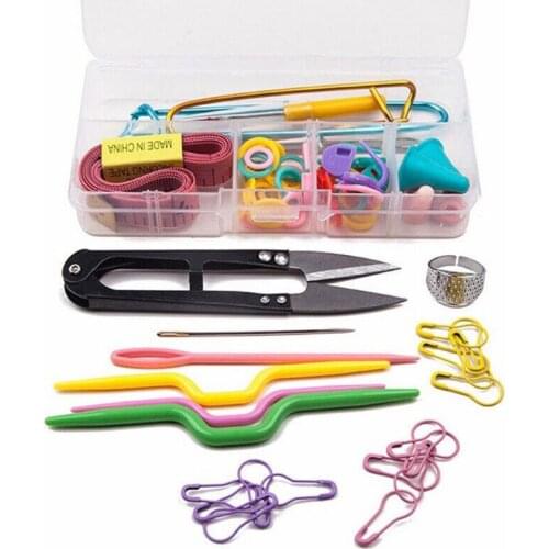 56pcs/set Useful Sewing Tools Set Knitting Sewing Tools Kit Crochet Needle Hook Accessories Supplies with Case Sewing Supplies