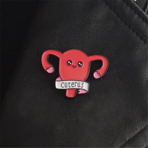 Cuterus Shape Red Enamel Pin Uterus Brooch Feminist Jewelry as Gift for Doctor/Nurse/Graduation Student Medical Badge Jewelry