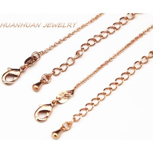 Elegant 1mm Link Chain Copper Rose Gold-Color Round Stainless Steel Necklace Chains New Trendy Chokers Diy Jewelry 20inch B3380