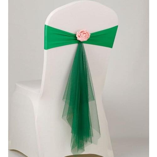 Sashes flower bow covers wedding banquet chair back stretch sash Band napkin rings party festive holiday XMAS party decorations
