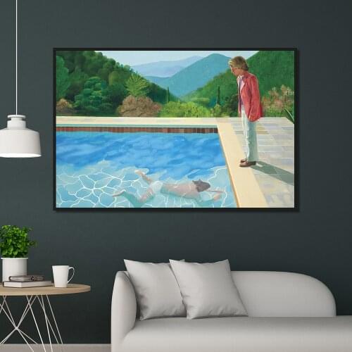 David Hockney Pool with Two Figures Canvas Painting Posters Prints Quadros Wall Art Picture for Living Room Home Decor Cuadros