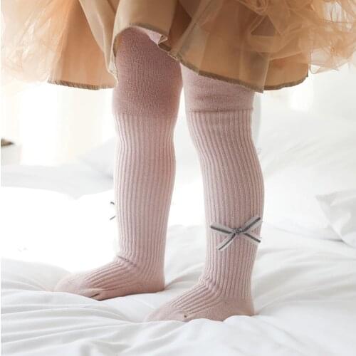 Baby Cotton Pantyhose Newborn Infant Kids Child Toddler White Shaping Ribbed Bow Spring Cute Princess Tights Little Girls Pants