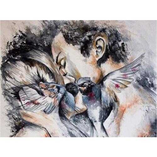 Love kiss Diamond painting gat love cross stitch diamond embroidery mosaic round rhinestone stickers home decoration crafts gift