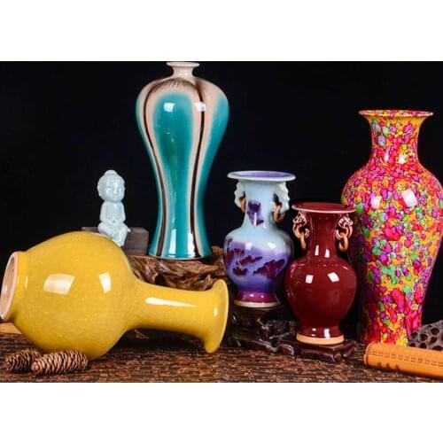 Classic Jingdezheng Flower Water Vase Bird and Landscape Paint Home Decoration Flower Arrangment Insect Craft No Base